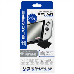 Blackfire Protector de Cristal Templado 9H Anti Luz Azul para Nintendo Switch OLED