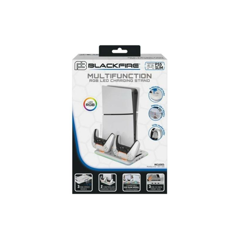 Soporte Cargador Blackfire con ventilación y luz RGB para PS5 Slim